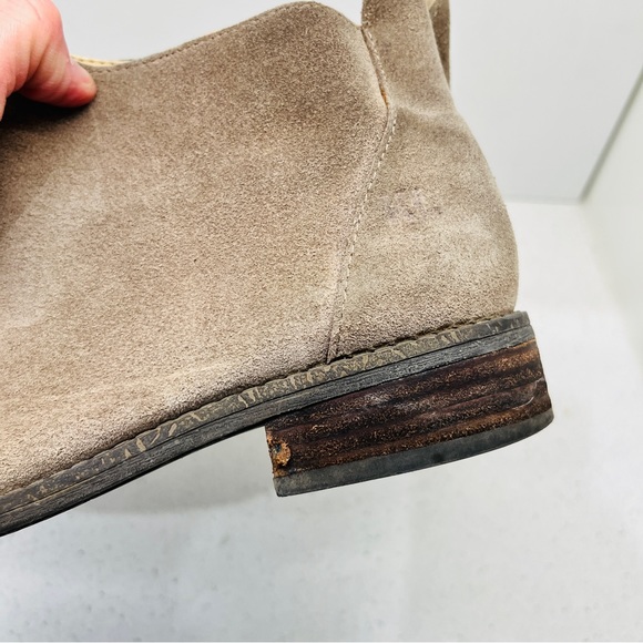 Karl Lagerfeld Ankle Boot Tan Gray Suede Genuine Leather Classic Side Zip Sz 5.5 - Picture 5 of 16
